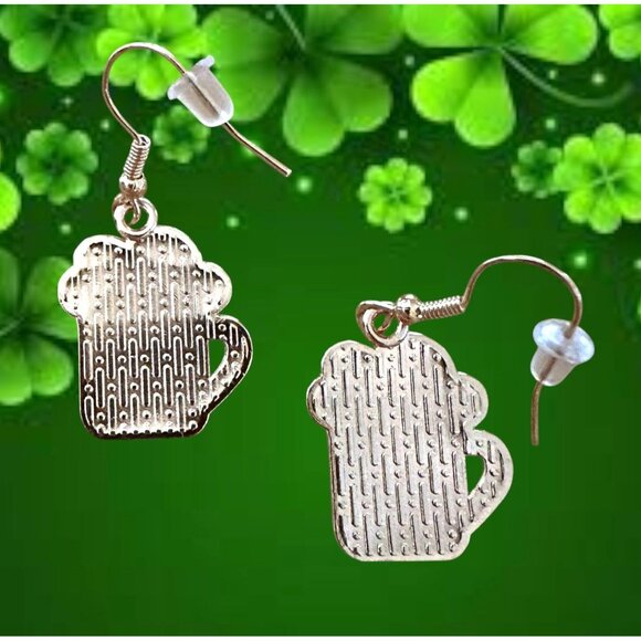 St Patricks Day Earrings Beer Four Leaf Clover Dangle Hooks Parade New F… - Picture 11 of 11